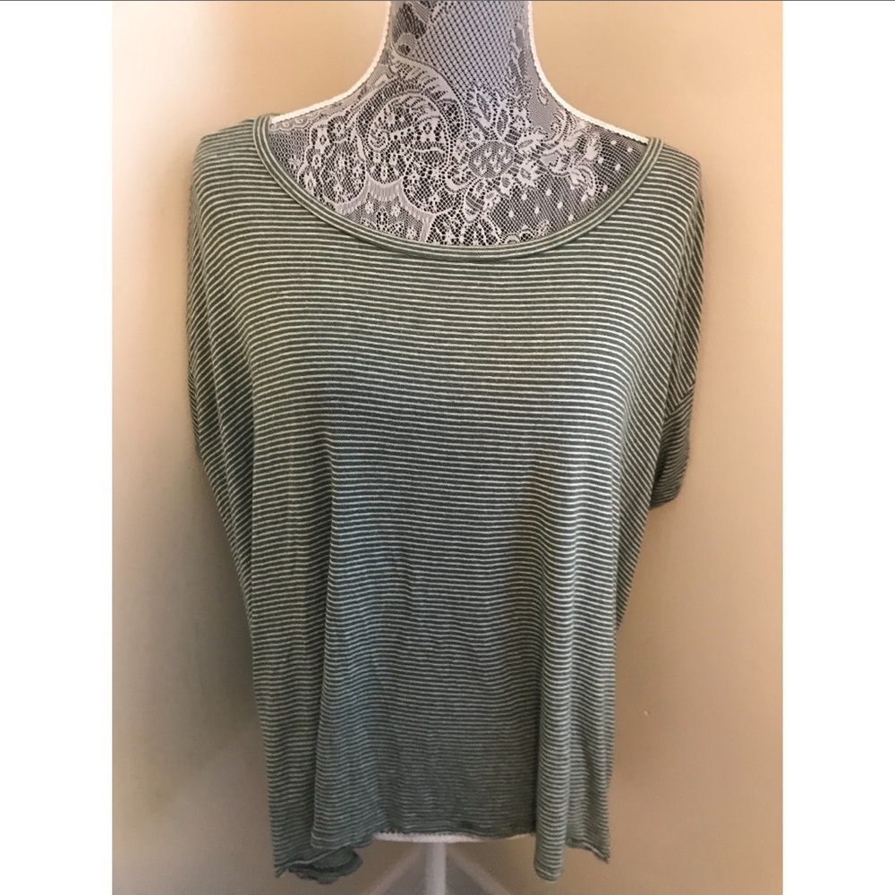 american eagle outfitters green strip top size xs